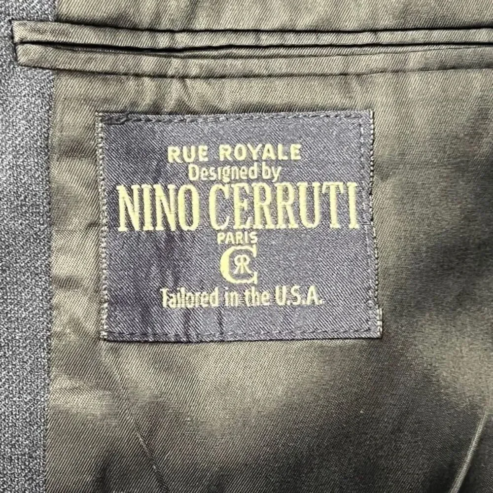 Vintage Rue Royale By Nino Cerruti Men Gray Pinstripe 80s Two Button Suit Jacket